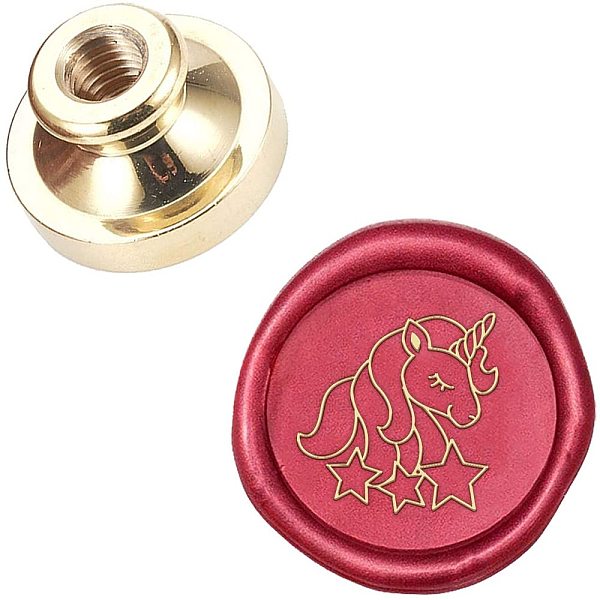 PandaHall CRASPIRE Wax Seal Stamp Head Unicorn Removable Sealing Brass Stamp Head 25mm for Creative Gift Envelopes Invitations Cards