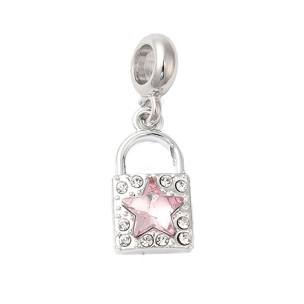 

PandaHall Rack Plating Alloy Light Rose Rhinestone European Dangle Charms, Large Hole Star Lock Pendants, Cadmium Free & Nickel Free & Lead..., Pink