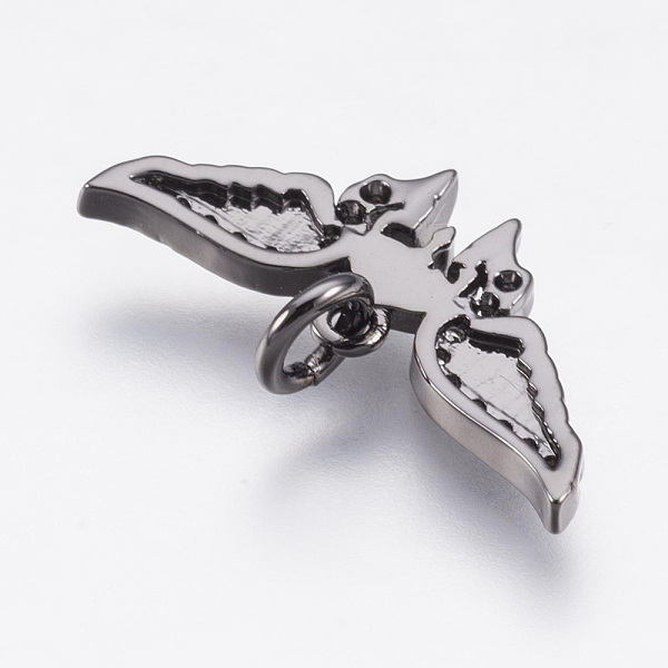 

PandaHall Brass Micro Pave Cubic Zirconia Pendant, Wing, Clear, Gunmetal, 9x21x2mm, Hole: 2mm Brass+Cubic Zirconia Wing Clear