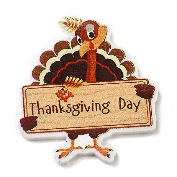 

PandaHall Thanksgiving Day Themed Opaque Printed Acrylic Pendants, Others, 36x33.5x2mm, Hole: 1.8mm Acrylic Others