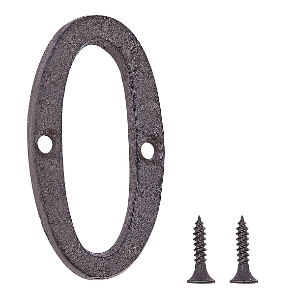 

PandaHall Iron Home Address Number, with 2pcs Screw, Num.0, Num.0: 75x38x5mm, Hole: 5mm Iron Number