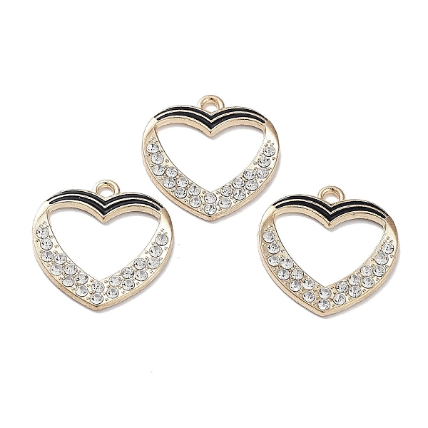 

PandaHall Alloy Enamel Pendants, with Rhinestone, Cadmium Free & Lead Free, Light Gold, Heart, 21x20x2mm, Hole: 1.8mm Alloy..., Clear