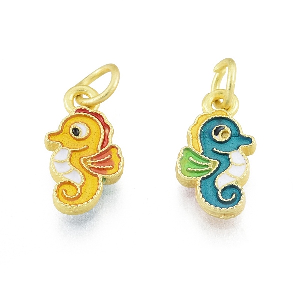

PandaHall Alloy Enamel Charm, with Jump Rings, Matte Gold Color, Sea Horse, Colorful, 13.5x7.5x1.8mm, Hole: 3.6mm Alloy+Enamel Sea Horse
