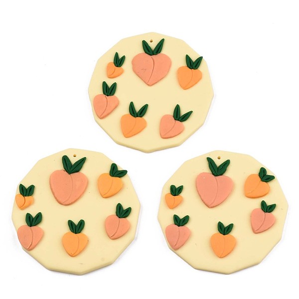 

PandaHall Handmade Polymer Clay Pendants, Polygon with Peach, Champagne Yellow & Orange, 49~50x49~50x5~6mm, Hole: 1.2~1.7mm Polymer Clay...