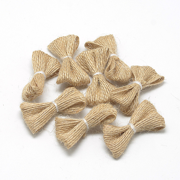 PandaHall Handmade Hemp Costume Accessories, Bowknot, Tan, 20~26x38~45x5~6mm Burlap Bowknot Orange