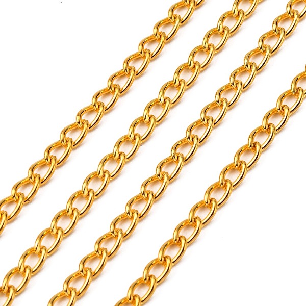 

PandaHall Iron Twisted Chains Curb Chains, Unwelded, Golden, with Spool, Link:4x6mm, 1mm thick, about 164.04 Feet(50m)/roll Iron
