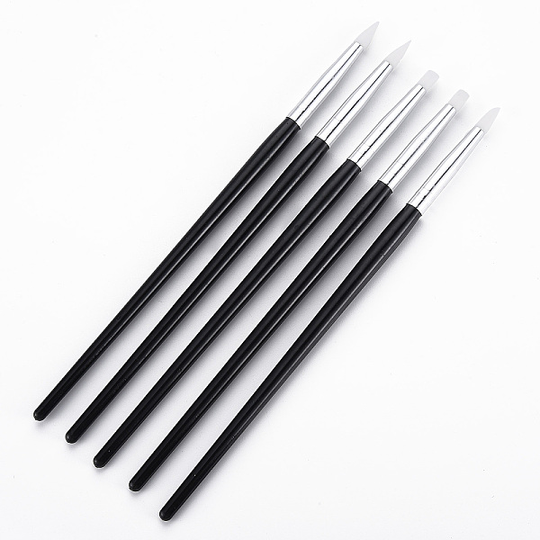 

PandaHall Silicone Nail Art Sculpture Pen Brushes, Nail Art Carving, Dotting Tools, Black, 18cm, 5pcs/set Silicone Black