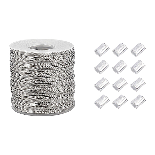 

PandaHall 328 Feet/109 Yards 1mm Heavy Duty Picture Hanging Wire, 304 Stainless Steel Photo Frame Hanging Wire with 30 pcs Aluminum...