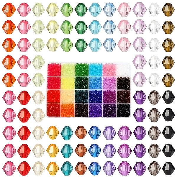 

PandaHall PH 6240pcs Crystal Beads 4mm Bicone Beads Faceted Acrylic Beads 24 Colors Rainbow Loose Beads Spacers for Bracelet Necklace..., Multicolor