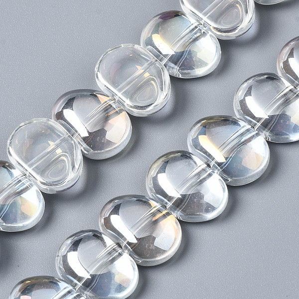 

PandaHall Electroplate Glass Beads Strands, AB Color, Oval, Clear AB, 16x11x5.5mm, Hole: 1mm, about 50pcs/strand, 21.65 inch(55cm) Glass..., White