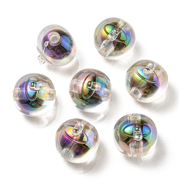 

PandaHall UV Plating Rainbow Iridescent Acrylic Beads, Two Tone Bead in Bead, Fruit, Black, 16x15.5x16.5mm, Hole: 3.5mm Acrylic Fruit Black
