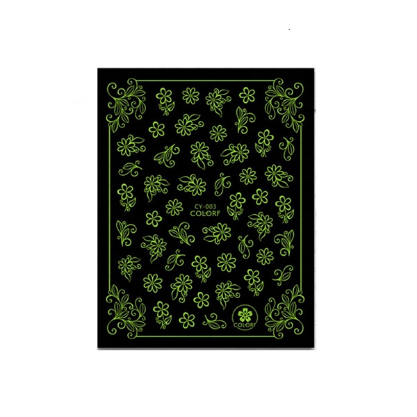 

PandaHall Noctilucent Nail Art Stickers, 3D Nail Decals, Self Adhesive, for Nail Tips Decorations, Flower Pattern, 103x80mm, Package Size..., Black