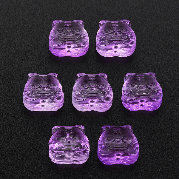 

PandaHall Transparent Glass Beads, Chinese Zodiac Signs Tiger, Dark Violet, 11.5x12x8mm, Hole: 1mm Glass 12 Chinese Zodiac Signs
