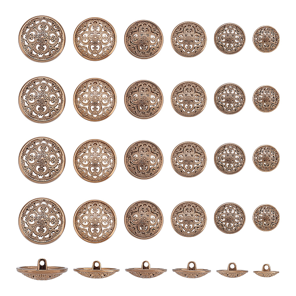 

PandaHall Unicraftale 48Pcs 6 Style 1-Hole Retro Zinc Alloy Shank Buttons, Hollow, Garment Decoration, Antique Bronze, 15~28x7.5~11.5mm...