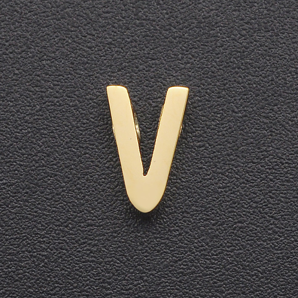 

PandaHall 201 Stainless Steel Charms, for Simple Necklaces Making, Laser Cut, Letter, Golden, Letter.V, 8x5x3mm, Hole: 1.8mm 201 Stainless...