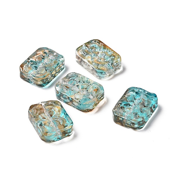 

PandaHall Transparent Spray Painted Glass Beads, Rectangle, Cyan, 18x13x5.5mm, Hole: 1.4mm Glass Rectangle Cyan