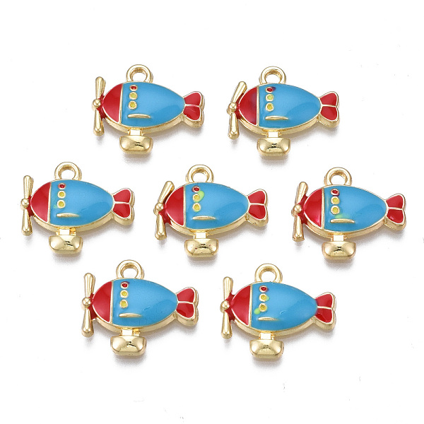 

PandaHall Rack Plating Alloy Enamel Pendants, Light Gold, Cadmium Free & Nickel Free & Lead Free, Plane, Deep Sky Blue, 17x15x3mm, Hole...