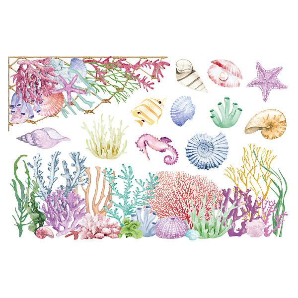 

PandaHall 3 Sheets 3 Styles PVC Waterproof Decorative Stickers, Self Adhesive Decals for Furniture Decoration, Sea Animals, 300x150mm, 1...