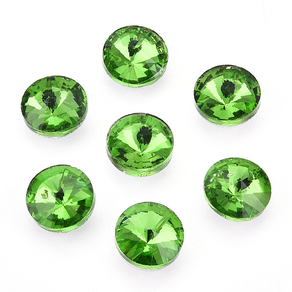 

PandaHall Pointed Back Glass Rhinestone Cabochons, Rivoli Rhinestone, Back Plated, Faceted, Cone, Peridot, 6x3mm Glass Rhinestone Cone Green