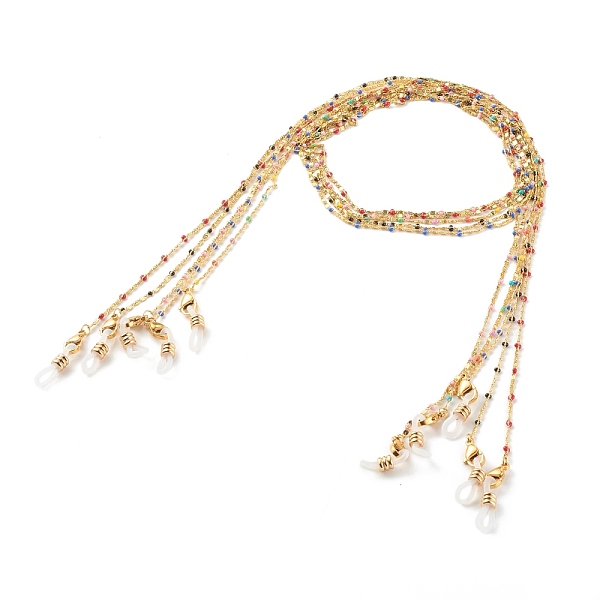 

PandaHall Eyeglasses Chains, Neck Strap for Eyeglasses, with Brass Enamel Lumachina Chains and Rubber Loop Ends, Golden, Mixed Color, 27.56..., Multicolor