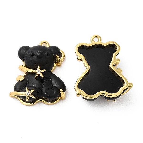 

PandaHall Opaque Resin Crystal Rhinestone Pendants, Bear Charms, with Rack Plating Real 18K Gold Plated Brass Findings, Long-Lasting Plated..., Black