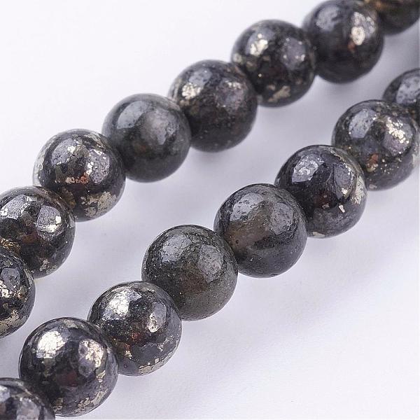 

PandaHall Natural Pyrite Beads Strands, Round, 6mm, Hole: 1mm, about 33pcs/strand, 8 inch Pyrite Round