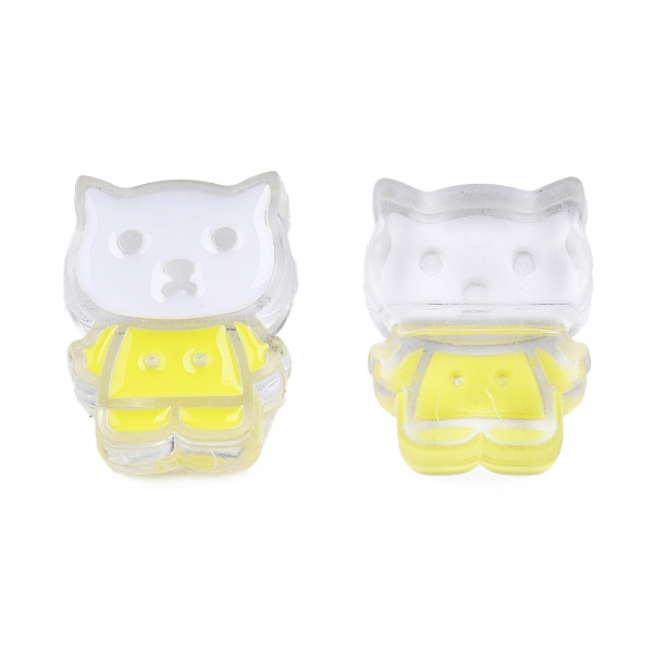 

PandaHall Transparent Acrylic Enamel Beads, Cat, Yellow, 27x21x8mm, Hole: 3.5mm Acrylic Cat Shape Yellow