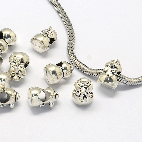 

PandaHall Alloy European Beads, Large Hole Beads, Christmas Snowman, Antique Silver, 13x10x9mm, Hole: 5mm Alloy Human