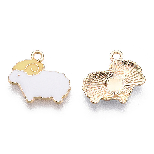 

PandaHall Alloy Enamel Pendants, Light Gold, Sheep, White, 19x20x2.5mm, Hole: 2mm Alloy+Enamel Sheep White