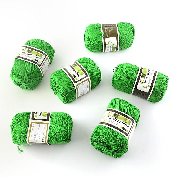 

PandaHall Soft Baby Yarns, with Bamboo Fibre and Silk, Lime Green, 1mm, about 140m/roll, 50g/roll, 6rolls/box Bamboo Fiber+Silk Green