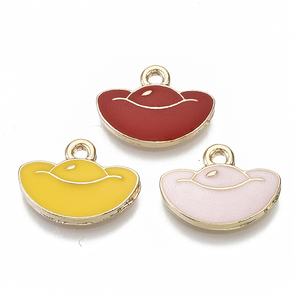 

PandaHall Chinese Style Zinc Alloy Pendants, with Enamel, Cadmium Free & Nickel Free & Lead Free, Ingot, Light Gold, Mixed Color, 12x16x2mm..., Multicolor
