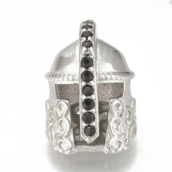 

PandaHall Brass Micro Pave Cubic Zirconia Beads, Helm, Black, Platinum, 15x10x11mm, Hole: 1.5mm Brass+Cubic Zirconia Others Black