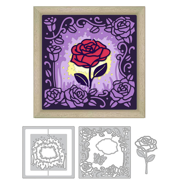 

PandaHall GLOBLELAND 3Pcs Layered Rose Frame Cutting Dies Metal Forest Rose Background Die Cuts Embossing Stencils Template for Paper Card...