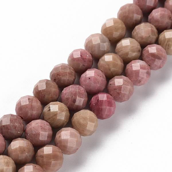 

PandaHall Natural Rhodochrosite Beads Strands, Round, Faceted, 8mm, Hole: 1.2mm, about 48pcs/strand, 15.35 inch(39cm) Rhodochrosite Round