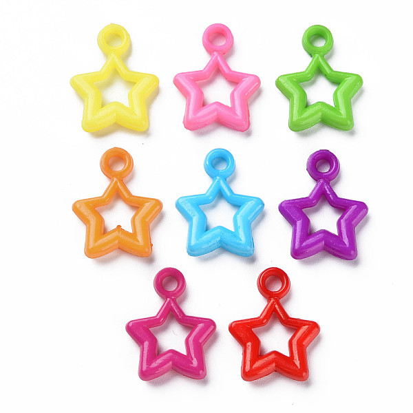 

PandaHall Opaque Acrylic Pendants, Star, Mixed Color, 20x16x4mm, Hole: 3mm Acrylic Star Multicolor