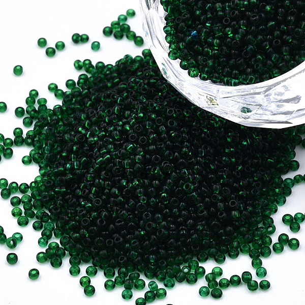 

PandaHall 15/0 Transparent Czech Glass Seed Beads, Round, Green, 1.5x1mm, Hole: 0.5mm, about 500g/bag Czech Glass Green