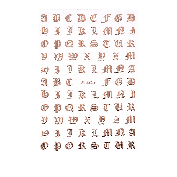 

PandaHall Nail Art Stickers, Nail Decals, Self Adhesive, for Nail Tips Decorations, Alphabet Pattern, Sandy Brown, 92.5x64mm, Package Size...