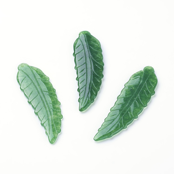 

PandaHall Natural Jade Big Pendants, Dyed, Leaf, 49~55x15~16.5x2.5~3.5mm, Hole: 0.5mm Other Jade Leaf