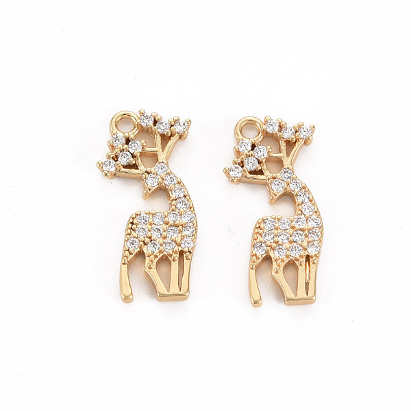

PandaHall Brass Micro Pave Clear Cubic Zirconia Pendants, Nickel Free, Reindeer, Real 18K Gold Plated, 17.5x8x1.5mm, Hole: 1.5mm Brass+Cubic...