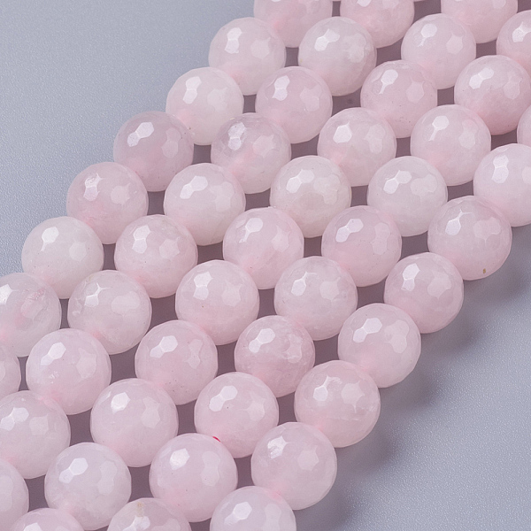 

PandaHall Natural Rose Quartz Beads Strands, Faceted, Round, 10mm, Hole: 1mm, about 37pcs/strand, 14.9 inch~15.1 inch Rose Quartz Round Pink