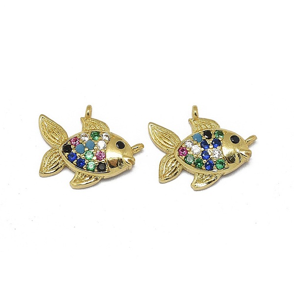

PandaHall Alloy Micro Pave Cubic Zirconia Charms, Long-Lasting Plated, Fish, Colorful, Golden, 13.5x10.5x3mm, Hole: 0.5mm Alloy+Cubic...
