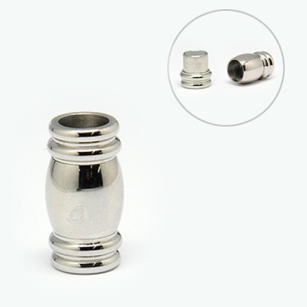 

PandaHall 304 Stainless Steel Magnetic Clasps with Glue-in Ends, Column, Stainless Steel Color, 18.5x10mm, Hole: 6mm 304 Stainless Steel...