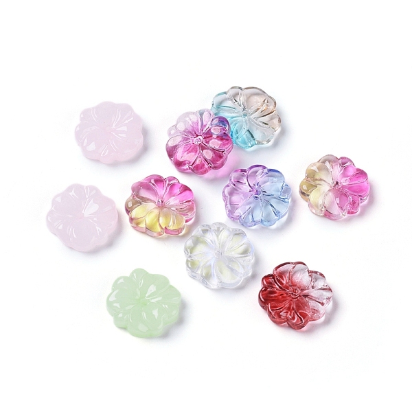 

PandaHall Transparent Glass Beads, Flower, Mixed Color, 15x4mm, Hole: 1.2mm Glass Flower Multicolor