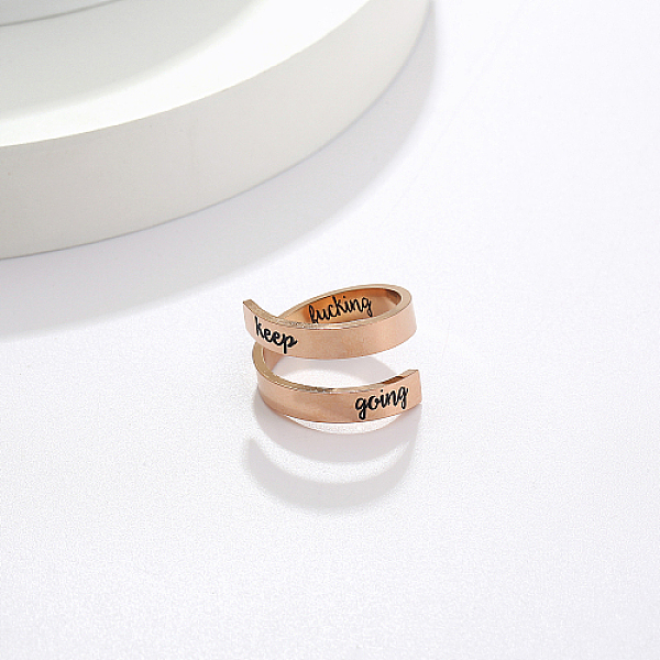 

PandaHall Stainless Steel Cuff Rings, Word, Rose Gold, 4.5mm. Stainless Steel Word