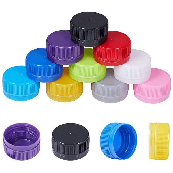 

PandaHall Plastic Bottle Caps, Column, Mixed Color, 32.5x16.5mm, Inner Diameter: 28.5mm, about 100pcs/bag Plastic Column Multicolor
