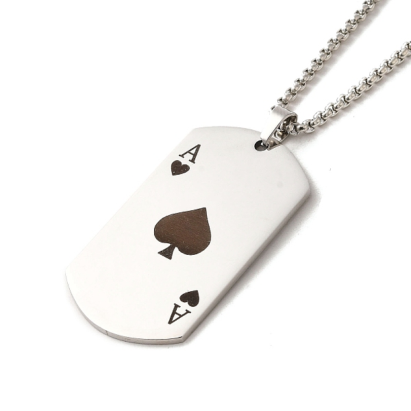 

PandaHall 201 Stainless Steel Pendant Necklaces, with Iron Chains, Playing Card, Stainless Steel Color, 23.62~24.02 inch(60~61cm) Iron...