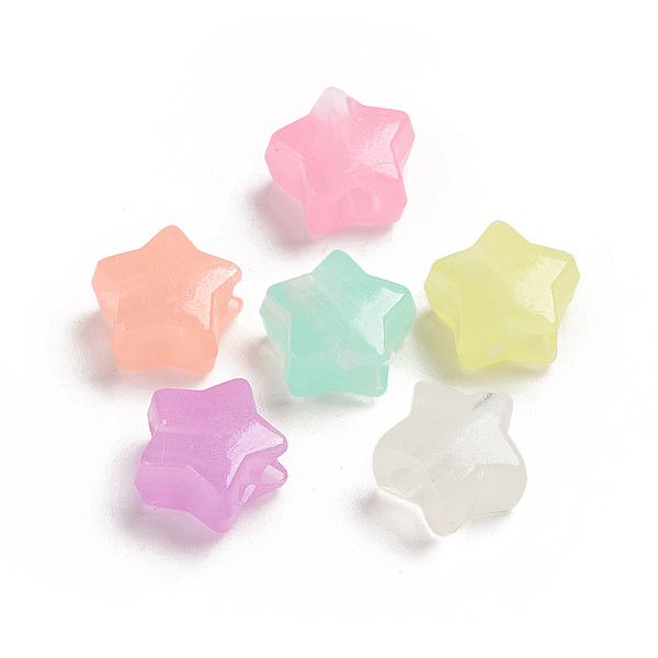 

PandaHall Luminous Acrylic Beads, Glow in the Dark, Star, Colorful, 12.5x12.5x7mm, Hole: 4mm, about 96~108pcs/50g Acrylic Star