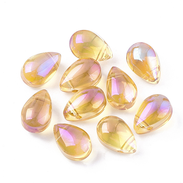

PandaHall Electroplate Glass Charms, teardrop, Gold, 9x6x5mm, Hole: 0.9mm Glass Teardrop Gold