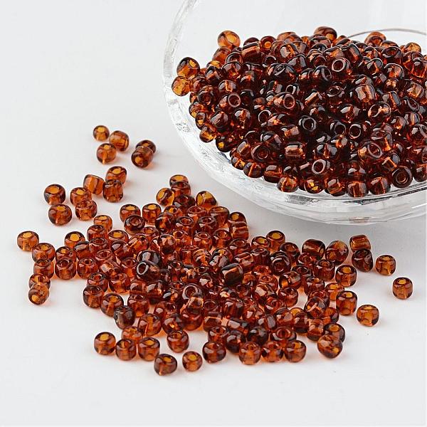 

PandaHall 6/0 Glass Seed Beads, Transparent, Round, Brown, 4mm, hole: 1.5mm, about 496pcs/50g Glass Brown