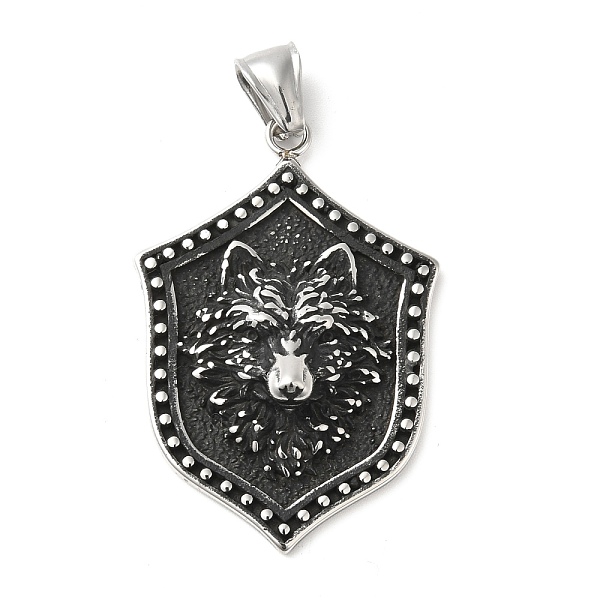 

PandaHall 304 Stainless Steel Manual Polishing Pendants, Shield with Wolf, Antique Silver, 47x32x9mm, Hole: 4.5x9mm 304 Stainless Steel...